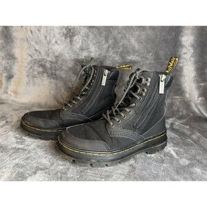 Dr. DOC MARTENS Comb Zip Unisex M-5 W-6 Black Lace Up Combat Boots Grunge Goth